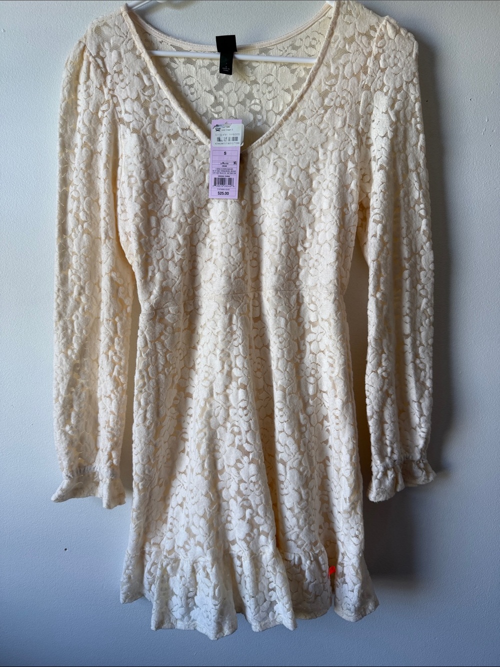 wild fable Cream Floral Lace Long-Sleeve Chemise